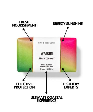 Bath and Body Works Waikiki Beach Coconut Shea Butter Cleansing Bar - 5 oz (141 g) | International Shipping Available - Buy Online on GoSupps.com