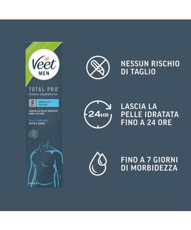 2 x Veet For Men hair removal cream for sensitive skin with spatula for use 2 bottles of 200 ml 2 hair removal creams for sensitive skin - Buy Online on GoSupps.com