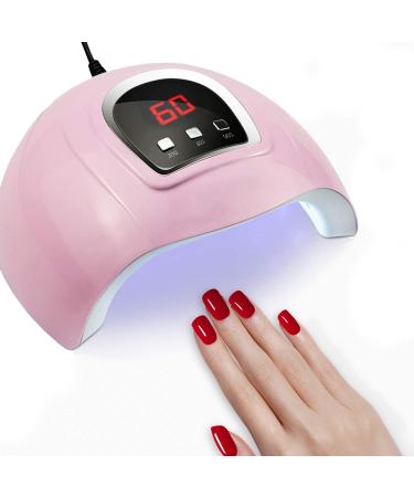SANON 54W Nail Dryer Gel Nail Curing Lamp UV Light for Gel Nails Polishes 18LED Nail Lamp for Home Salon with 3 Timers Auto Sensor Digital Display for Manicure Pedicure Pink