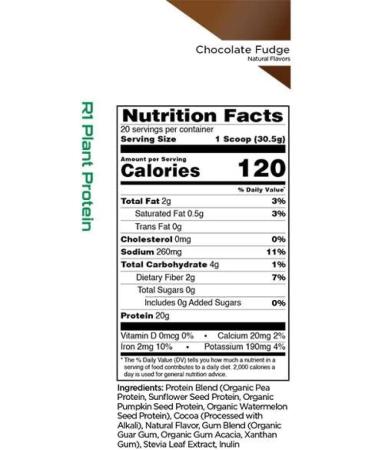 Rule 1 R1 Plant Protein - Chocolate Fudge | 20g Vegan Protein & Amino Acids | 1.28 lbs | 20 Servings - International Shipping Available - Buy Online on GoSupps.com
