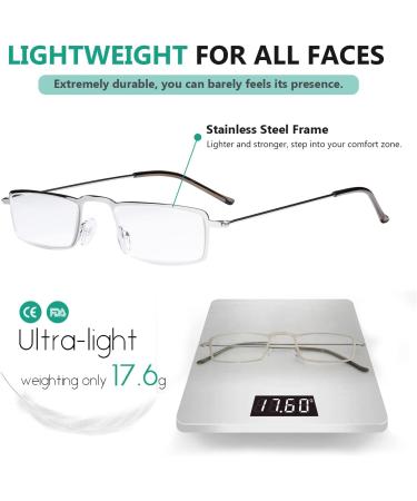Eyekepper 5-Pack Stainless Steel Half-Eye Reading Glasses +2.5 - Stylish & Durable Readers for Men and Women - International Shipping Available - Buy Online on GoSupps.com