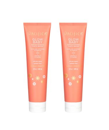 Pacifica Beauty Glow Baby Brightening Face Wash Set Skincare Face Cleanser Exfoliator AHA Even Skin Tone VItamin C Vanilla Sulfate and Paraben Free Vegan 5 fl oz Each (Set of 2)
