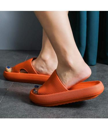 Sliders Cloud Slippers Women Men Non-Slip Mens Womens Slippers Cloud Sliders Soft Flip Flops with Thick Sole for Shower Bathroom Pool Beach 4.5 UK Orange - Buy Online on GoSupps.com