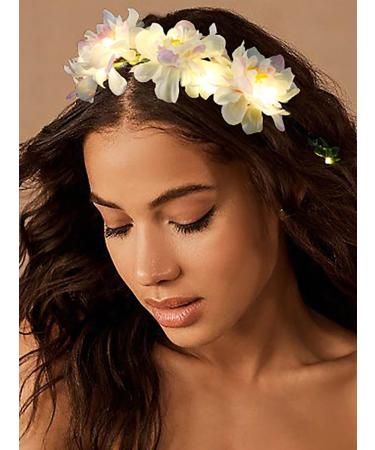 Zoestar LED Flower Crown Headband Light Up Hair Wreath Headbands Bridal Floral Headpiece Festival Garland Headdress for Women and Girls - Buy Online on GoSupps.com