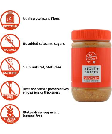 MapleFarm - 100% Pure Crispy Peanut Butter 1 x 500g - Protein and Natural Cream - Crunchy peanut butter - Buy Online on GoSupps.com