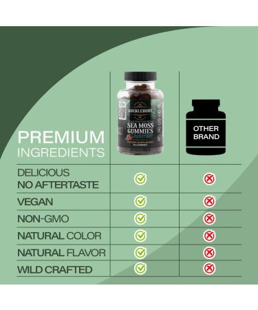 BUCKLEBURY Wild Crafted Irish Sea Moss Gummies with Bladderwrack & Burdock Root - Natural Chewable Multivitamin Vegan Sea Moss Gummies for Immune, Thyroid & Digestive Support - 60 Count - Buy Online on GoSupps.com