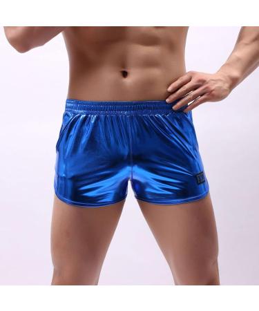 Duohropke Men's Shine Metallic Shorts | Hot Pants & Boxer Trunks | Glitter Beach & Gym Shorts in Blue - Buy Online on GoSupps.com