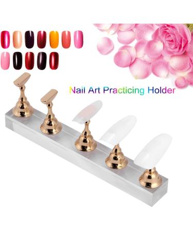 Nail Tips Stand Holders False Nail Display Stand Holder Set Nail Art Practice Holder Gold Magnetic Nail Showing Shelf - Buy Online on GoSupps.com