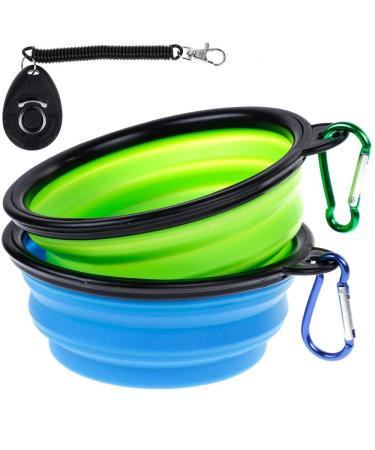 Faburo - 2 x Foldable Travel Dog Food Dispensers Leak-Proof with Training Clicker Made of Silicone - Buy Online on GoSupps.com