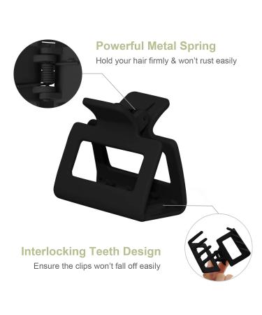 Set of 4 Small Black Claw Clips for Thin and Thick Hair - Square Matte Design - Women's Hair Accessories - Ideal Gifts for Mom - Buy Online on GoSupps.com