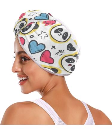 Hearts Star Panda Hair Towel 2 Pack - Super Absorbent Quick Dry Hair Turbans for Women & Girls | Ideal Hair Drying Solution - Buy Online on GoSupps.com