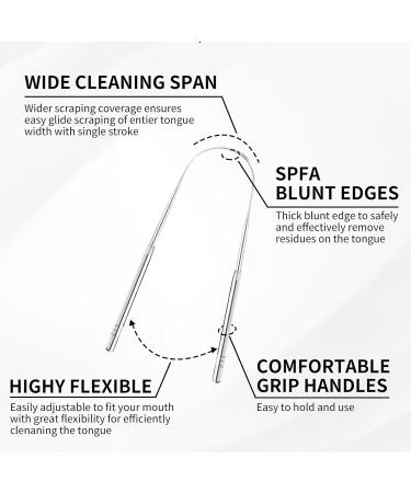 Liatinbo Tongue Scraper - Stainless Steel Tongue Scraps for Adults | Reduces Bad Breath & Promotes Freshness | 2 U-Shaped Pieces - Buy Online on GoSupps.com