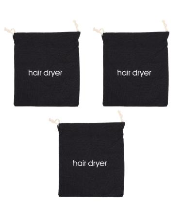 SKISUNO 3pcs Hair Dryer Storage Bag Hair Pouch Hair Dryer Dust Bag Diffuser Hair Travel Bag Black Fabric