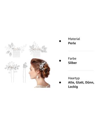 Kiiwah 4-Piece Wedding Hair Accessories - Pearl Flower Hairpins & Strass Bridal Jewelry for Brides and Communion Girls (Silver) - Buy Online on GoSupps.com