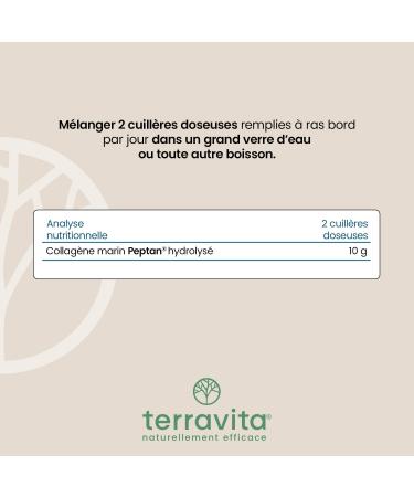 COLLAG NE MARIN Brevet Peptan en Poudre | 250g de Peptides de Collag ne Purs | Riche en Tripeptides | Articulations Souples Peau Lisse et Hydrat e | Go t Neutre | 100% Fran ais | Terravita - Buy Online on GoSupps.com