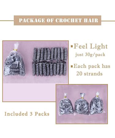 PHOCAS 3Packs Saniya Curly Crochet Hair 10 Inch 20roots/pack for Crochet Braids - 12MM Gray Mix - 3 Packs - Buy Online on GoSupps.com