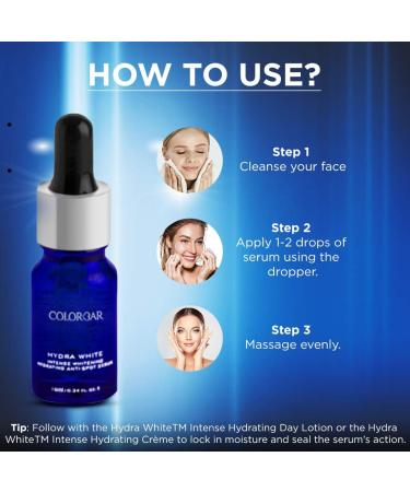  Colorbar Colorbar Hydra White Anti-Dark Spot Serum 10ml non-comedogenic melanin blocker paraben-free 100% vegetarian - Buy Online on GoSupps.com