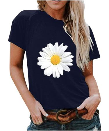 Women's Floral Short Sleeve V-Neck Top - Dressy Casual Summer Shirt | Trendy Graphic T-Shirt - Solid Square Neck Tee - Size 17 Medium - Buy Online on GoSupps.com