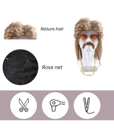 4 Piece Set Mullet Wig Brown Mullet Wig Pop Rock Wigs For Artificial Hair Wigs for Men Wig 80s Wig Brown Wave Mullet Wig Halloween Costume Fashion Wig Fancy Party Accessories Wig - Buy Online on GoSupps.com