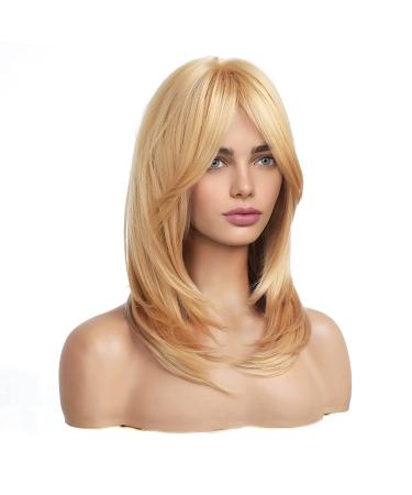 HAIRCUBE Long Golden Blonde Wig for Women - Layered Synthetic Hair Wig with Bangs - Buy Online on GoSupps.com