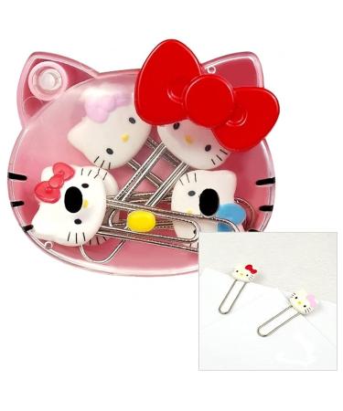 5-in-1 Hello Kitty Cute 5pcs Paper Clip Set w/Cute Pink Hello Kitty Face Carrying Case