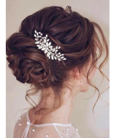 Catery Wedding Hair Comb - Pearl Side Combs with Rhinestones and Crystal Hair Pieces for Bridal Accessories - Silver - Buy Online on GoSupps.com