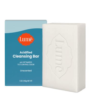 Lume Acidified Body Cleansing Bar - 24 Hour Odor Control - Removes Odor Better than Soap - Moisturizing Formula - Formulated Without SLS or Parabens - OB/GYN Developed - 5 ounce (Unscented)