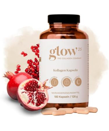 Glow25 Collagen capsules High dose 180 capsules with hyaluronic acid and vitamin C |Premium Collages Complex for beautiful skinWithout additives |Laboratory test |Made in Germany - Buy Online on GoSupps.com