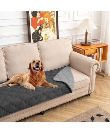SUNNYTEX Waterproof & Reversible Dog Bed Cover Pet Blanket Sofa, Couch Cover Mattress Protector Furniture Protector for Dog, Pet, Cat 30x70 Inch (Pack of 1) Dark Grey/Grey
