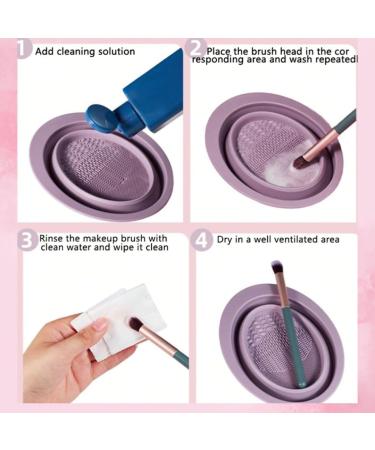Makeup Brush Cleaning Pad Silicone Portable & Foldable Lilac - Buy Online on GoSupps.com