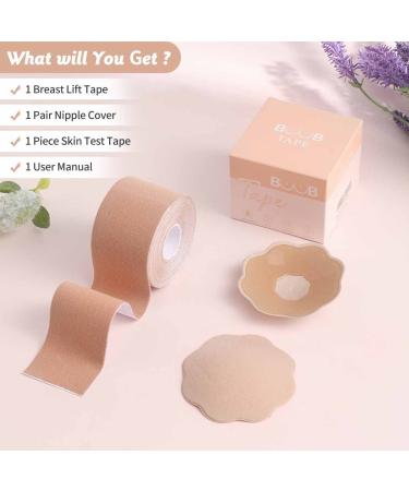 Boob Tape and Petal Nipple Cover Set | Breathable Breast Lift Athletic Tape | Reusable Adhesive Bra for A-E Cup | Large Breast Support - Buy Online on GoSupps.com
