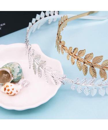 Vintage Roman Goddess Leaf Headband Fashion Gold Silver Rose Gold Ancient Cyan Leaf Hair Hoop Bridal Hair Crown for Party Prom Wedding - Buy Online on GoSupps.com