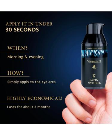 Mens Eye Cream 30ml Powerful Organic Under Eye Cream Anti Aging Wrinkles Dark Circles - Mens Face Cream with Hyaluronic Acid Vitamin E Aloe Vera and Taurine - Eye Care Products by Satin Naturel - Buy Online on GoSupps.com