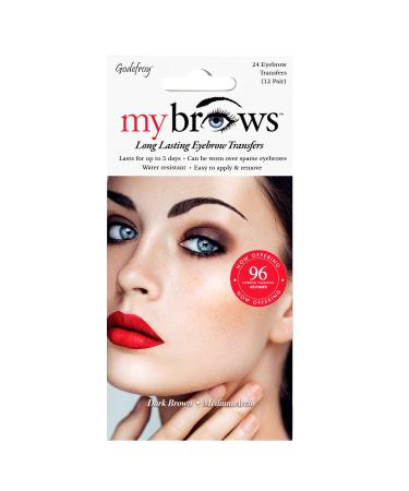 Godefroy MyBrows Long Lasting Eyebrow Transfers  Medium Arch  Dark Brown  48-Pairs of Brows (96 Individual transfers)