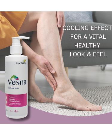 VESNA Varicose Veins Cream 8 oz - Natural Calming & Moisturizing Formula with Arnica Menthol & Jojoba - Day & Night Relief for Varicose Veins - Buy Online on GoSupps.com