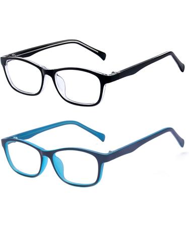 Kids Blue Light Blocking Glasses 2 Pack - Anti Blue Ray Eyeglasses for Computer Games - Blue+Black - Buy Online on GoSupps.com