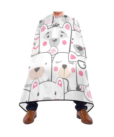 Waterproof Barber Cape -Funny Seamless Pattern Cute Set Bear Cheetah Haircut Bib for Men Unisex Hair Cutting Cape(8rp1a)