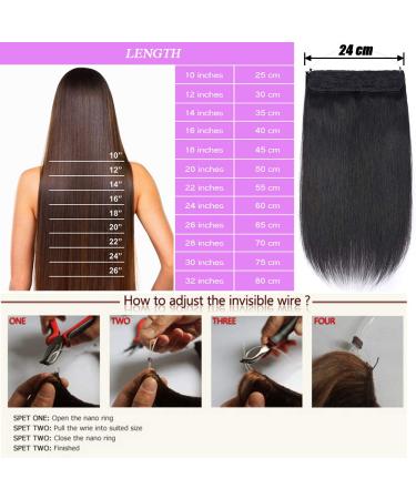 Elailite Real Hair Extensions with Wire | 22/55cm Thick Remy Human Hair | Double Invisible Thread #24 Natural Blonde - 120g - Buy Online on GoSupps.com