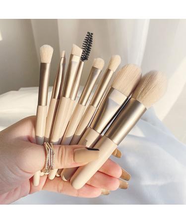 8 Piece Makeup Brush Set - Foundation, Blush, Concealer, Eye Shadow, Liner - Travel Friendly - Apricot Color - Buy Online on GoSupps.com