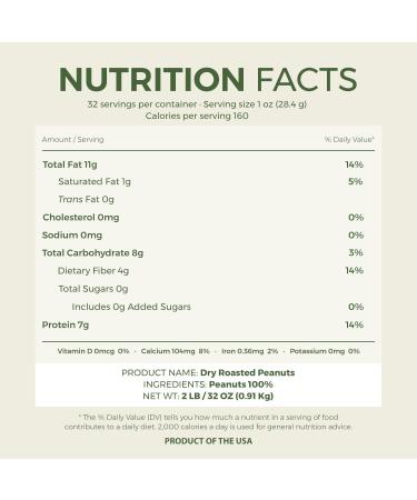 Beyond Nature Dry Roasted Peanuts - Vacuum Sealed, Non GMO, Low Carb, Gluten Free, Keto & Vegan Snack - 2 LB - Buy Online on GoSupps.com