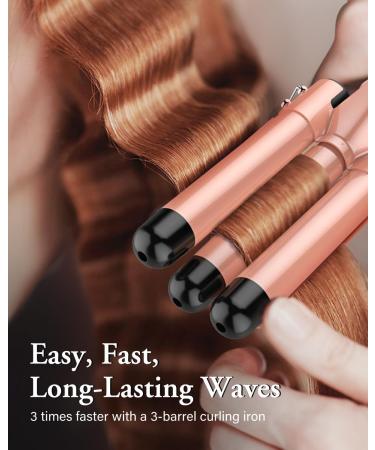 BESTOPE PRO Curling iron curling iron 3 sheets 5in1 curling iron set 3 barrels for large waves temperature setting quick heating and a glove 2 clips rose gold - Buy Online on GoSupps.com