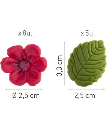 Dekora - Box of 8 Fuchsia Sugar Flowers and 5 Green Leaves - Edible Cake Toppers - Sugar Cake Decoration - Birthday Sugar Cake Decoration - Buy Online on GoSupps.com
