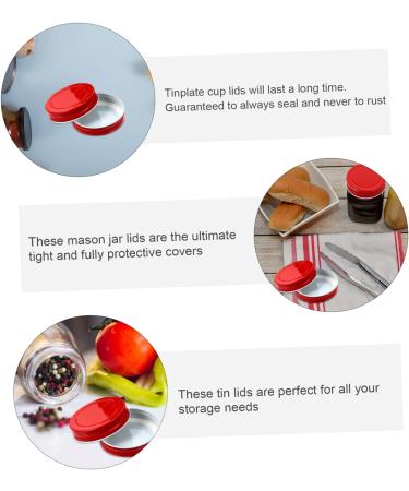 VINTORKY 12pcs Mason Jar Lids Mason Cup Lids Kitchen Storage Accessories Mason Jar Drinking Lids Regular Canning Lids Regular Mouth Lids Screw Jar Lid Caps Ingredients Metal Tinplate Child 7x7x1.5cm Red - Buy Online on GoSupps.com