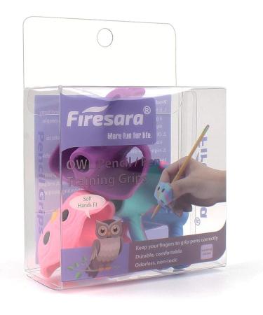 Firesara Original Owl Pencil Writing Aid - Ergonomic 3-Finger Sets for Kids | Handwriting Learning Tool for Righties & Lefties | 3-Piece Colored Set (Pink & Purple) - International Shipping Available - Buy Online on GoSupps.com