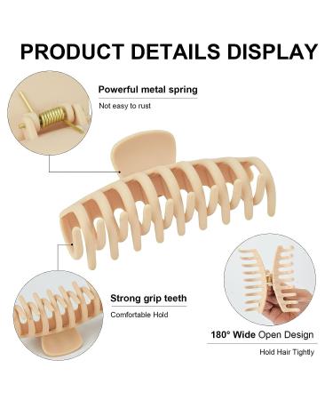 Large Hair Claw Clips Set - 8 Pcs Non-slip Square Matte Clips for Women Girls - Strong Hold Banana Clips - 90's Vintage Style - 4 Styles & 4 Colors - Buy Online on GoSupps.com