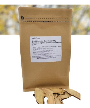 Herbal Cure - Licorice Dried Liquorice Root Sliced 200g - Natural Sweet Vegan Aromactic Flavouring - An Excellent Herb For Cooking & Tea - Product of China - Buy Online on GoSupps.com