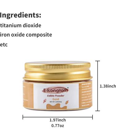 E-congton Gold Edible Gloss Dust | 7g Metallic Powder for Drinks Cake Decoration Cookies & More | Vegan & Gluten-Free - Buy Online on GoSupps.com