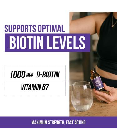 Biotin Hair Support for Women Organic 10000mcg USP Grade Premium Liquid Supplement for High Absorption Supports Healthy Hair Skin & Nails Berry Flavor 180 Servings 2 oz - Buy Online on GoSupps.com