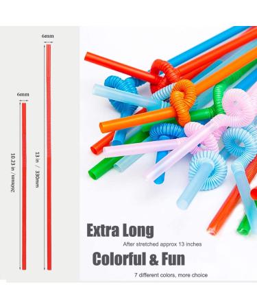 ALINK 200 PCS Flexible Plastic Drinking Straws - 10.2 Inches Colorful Bendy Party Straws - Buy Online on GoSupps.com