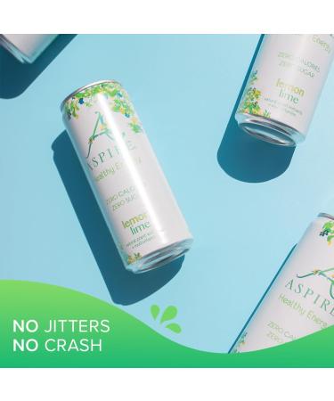 ASPIRE Healthy Energy Drink 12 x 330ml Cans - Zero Calories, Zero Sugar, Plant Based Caffeine & Multivitamins - Vegan & Gluten Free (Lemon/Lime) - Buy Online on GoSupps.com